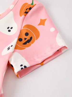 Halloween Ghost Pumpkin Print Short sleeve Dress