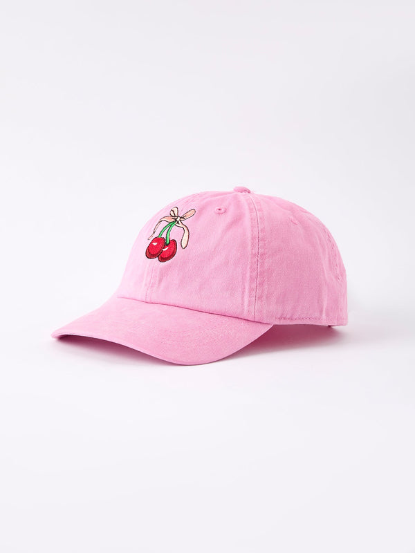 Cherry girls hat for babies, perfect accessory for sunny days and stylish seasonal wear.