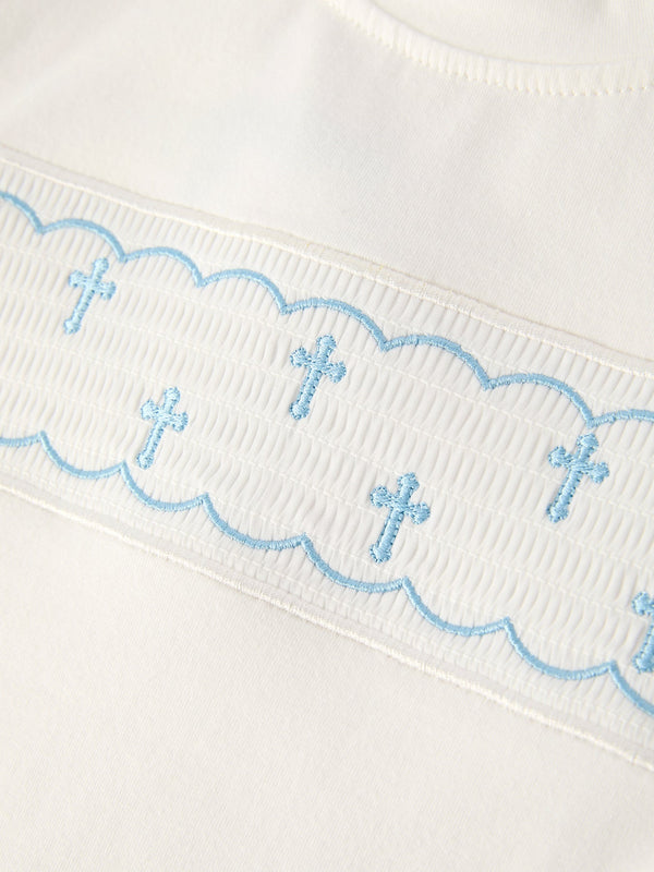Blue Smocked Church Christ Bishop Christening Toddler Boys'Set