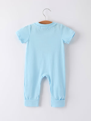 Blue Smocked Church Christ Bishop Christening Baby Boys' Romper