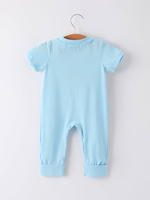 Blue Smocked Church Christ Bishop Christening Baby Boys' Romper