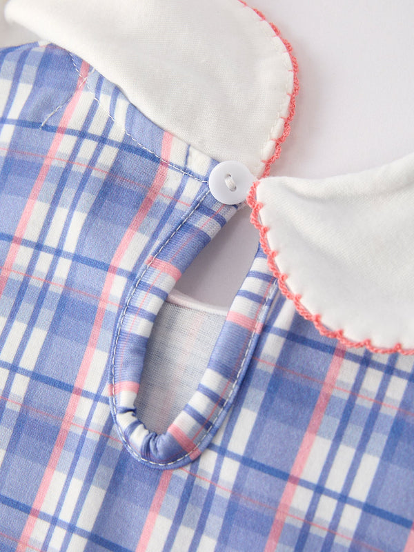 BACK TO SCHOOL Pocket Applique Check Girls Dress