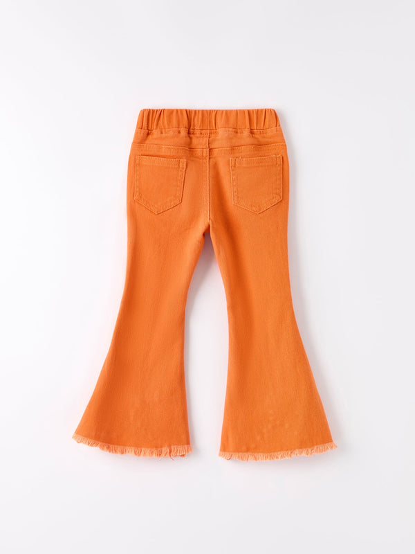 Orange Flared Elastic Jeans