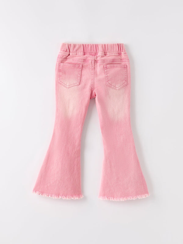 Pink Flared Elastic Jeans Denim pant