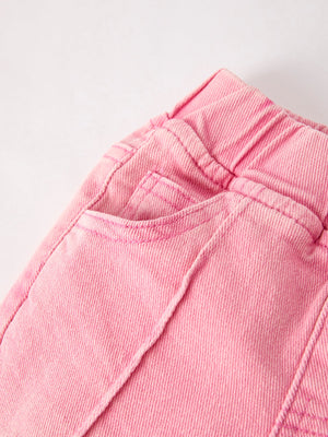 Pink Flared Elastic Jeans Denim pant