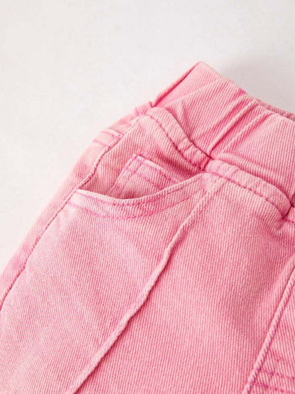 Pink Flared Elastic Jeans Denim pant