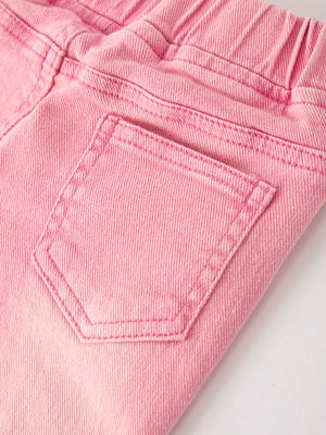 Pink Flared Elastic Jeans Denim pant