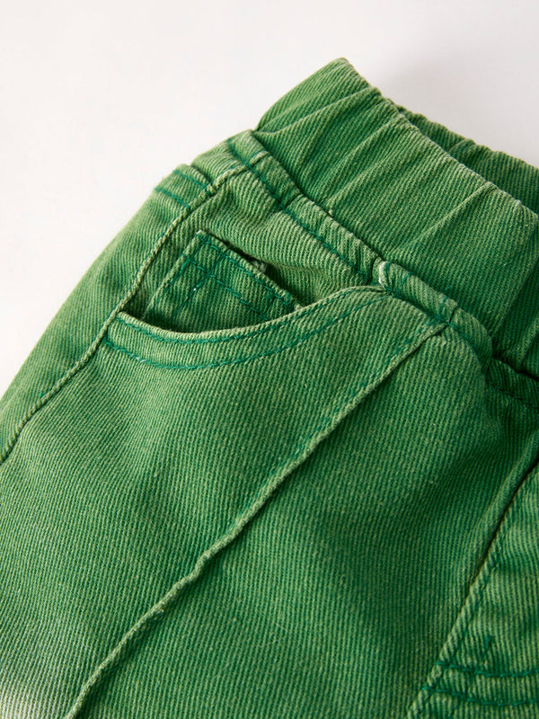 Rylee Faith Designs Green Flared Elastic Jeans