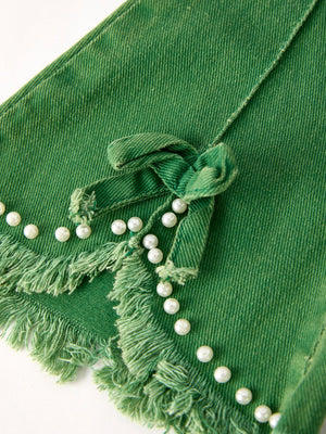 Green Flared Elastic Jeans