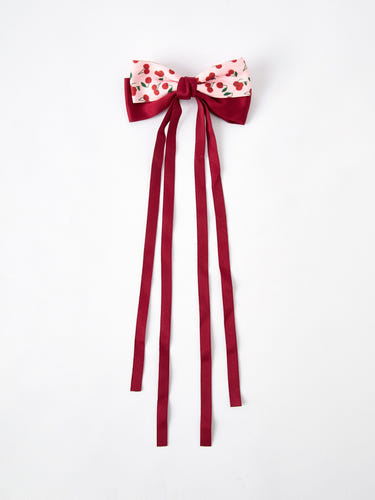 Cherry Bow Ribbon 4.5 Inch Hairpin for babies - cute hair accessory for little girls.