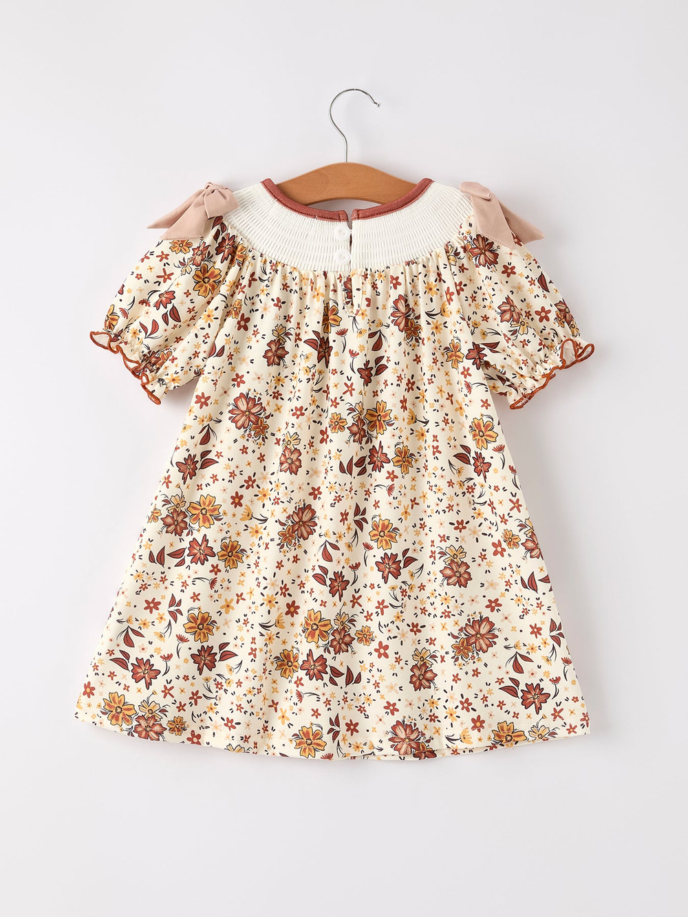 Colorful Floral Smocked Church Christ Bishop Christening Girl Dress