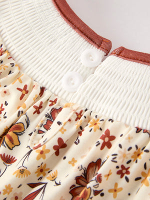 Colorful Floral Smocked Church Christ Bishop Christening Girl Dress