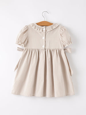 Fall Thanksgiving Pumpkin Embroidery Smock Plaid Girls Dress