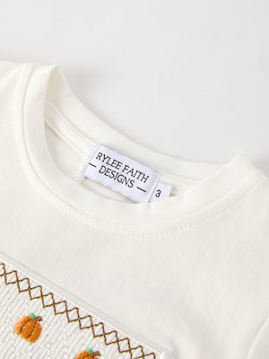 Halloween & Thanksgiving Pumpkin Smock Embroidered Plaid Boys 'Set