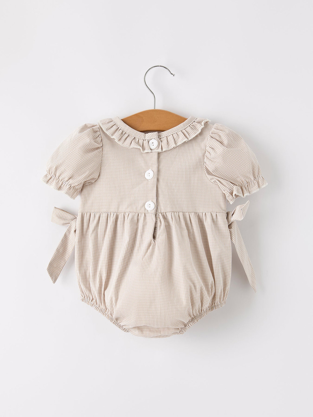 Fall Halloween & Thanksgiving Pumpkin Embroidery Smock Plaid Baby Girl Romper