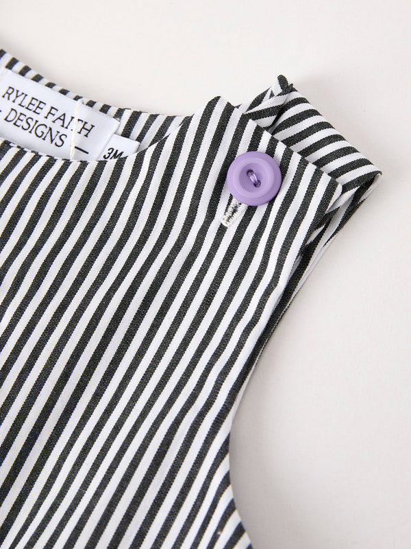 Halloween Striped Ghost Embroidered Baby Boys Romper