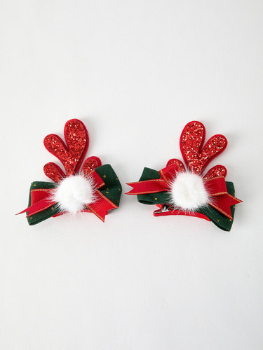 Christmas Elk Pom Pom Girls Hair Clip