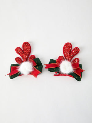 Christmas Elk Pom Pom Girls Hair Clip