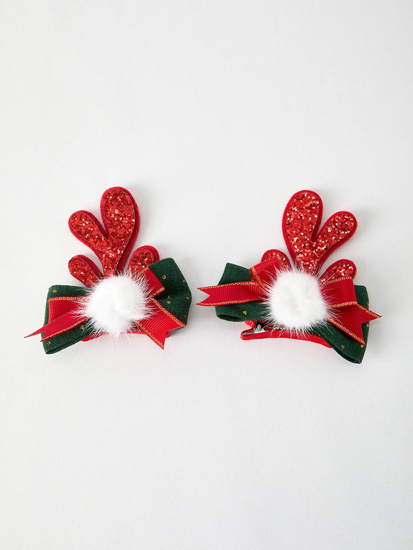 Christmas Elk Pom Pom Girls Hair Clip