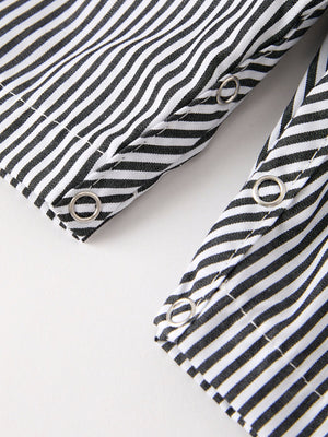 Halloween Striped Ghost Embroidered Baby Boys Romper