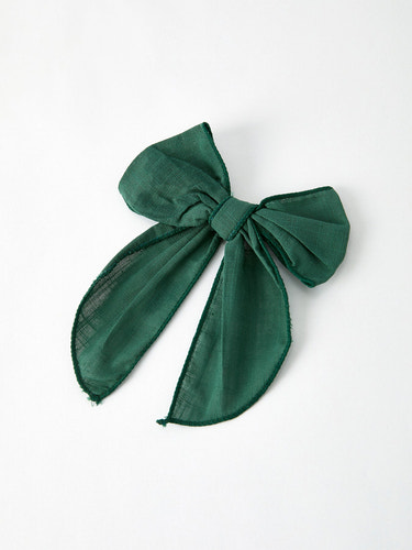 Christmas Dark Green Bow 5 inch Hairpin