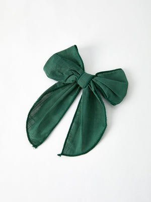 Christmas Dark Green Bow 5 inch Hairpin