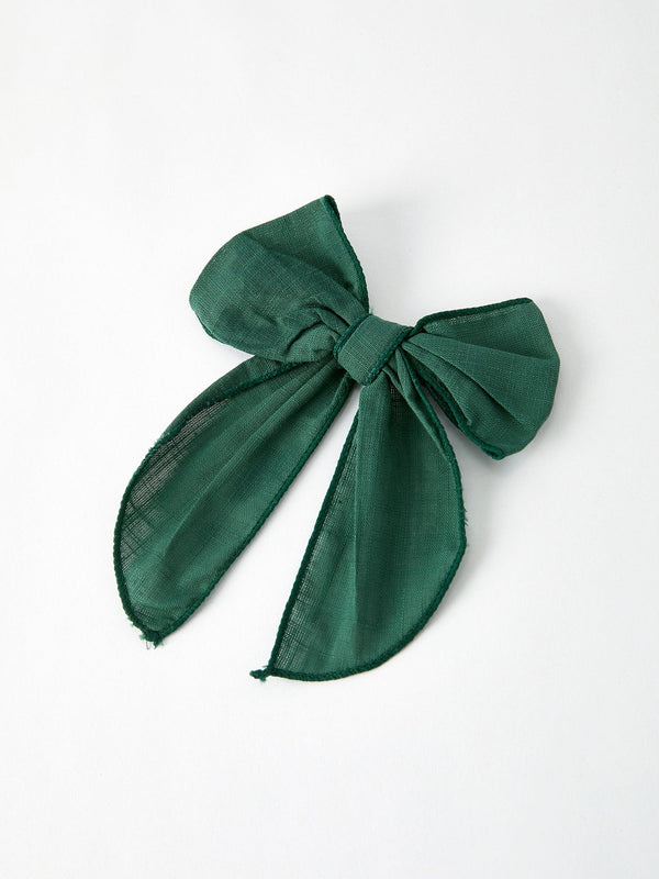 Christmas Dark Green Bow 5 inch Hairpin