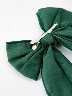 Christmas Dark Green Bow 5 inch Hairpin