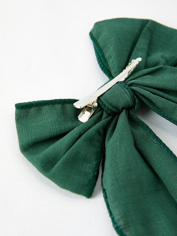 Christmas Dark Green Bow 5 inch Hairpin