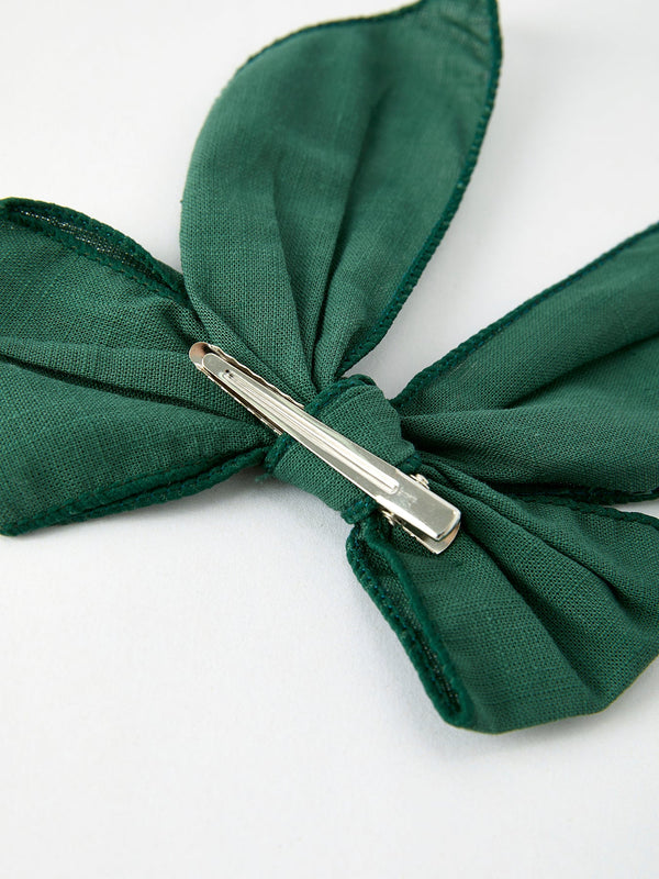 Christmas Dark Green Bow 5 inch Hairpin