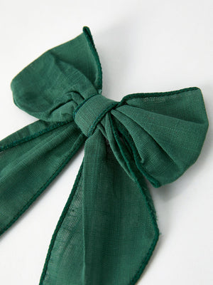Christmas Dark Green Bow 5 inch Hairpin