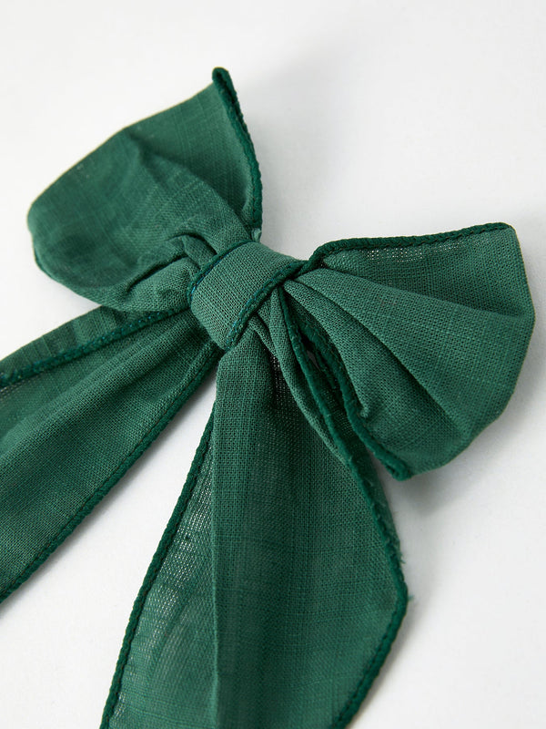 Christmas Dark Green Bow 5 inch Hairpin