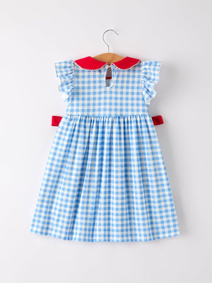 Back To School Girls Striped lapels Apple Bow Dress