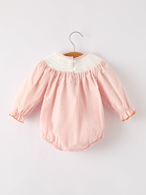 Fall Thanksgiving& Halloween Chicken Pumpkin Smock Embroidery Baby Girl Romper