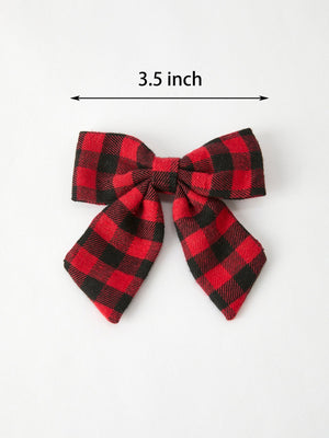 Winter Christmas Plaid Bow Hair Clip