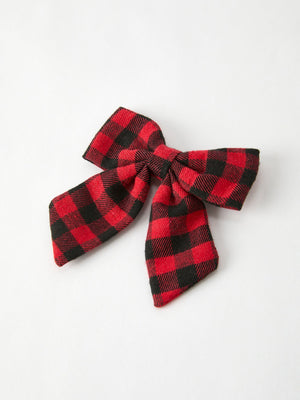 Winter Christmas Plaid Bow Hair Clip