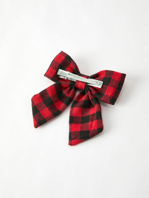 Winter Christmas Plaid Bow Hair Clip