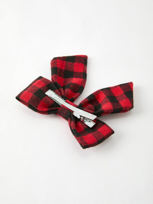 Winter Christmas Plaid Bow Hair Clip