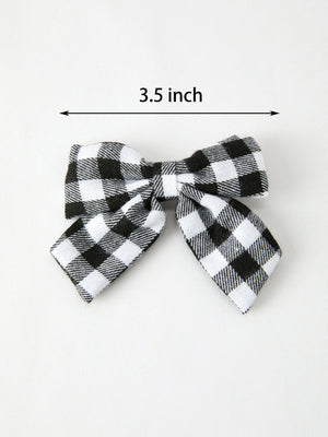 Winter Christmas Plaid Bow Hair Clip