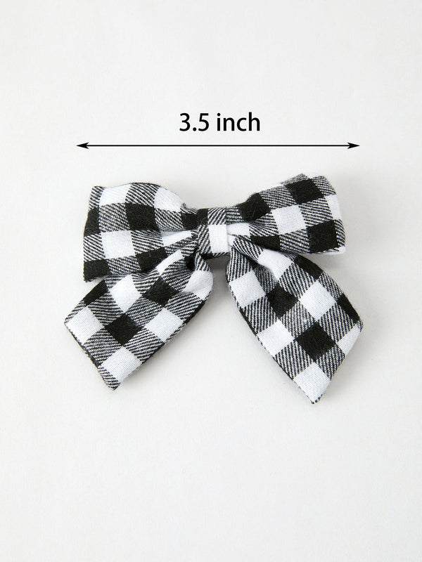 Winter Christmas Plaid Bow Hair Clip