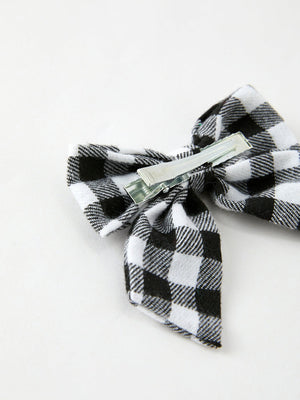 Winter Christmas Plaid Bow Hair Clip