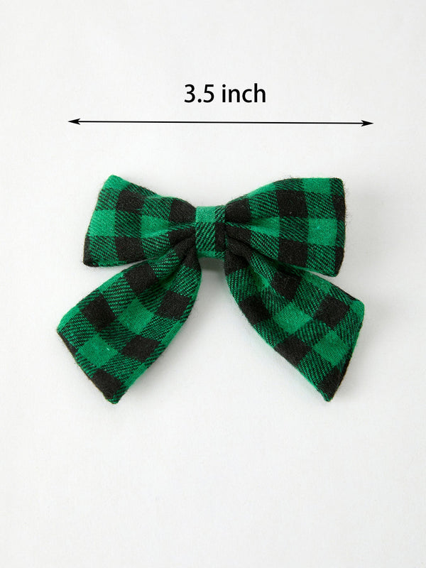 Winter Christmas Plaid Bow Hair Clip