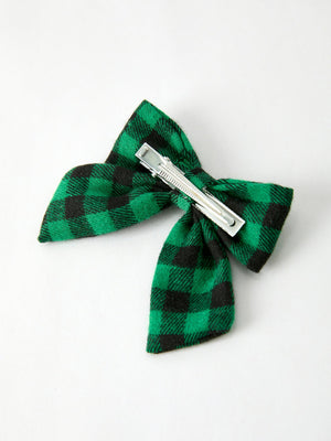 Winter Christmas Plaid Bow Hair Clip