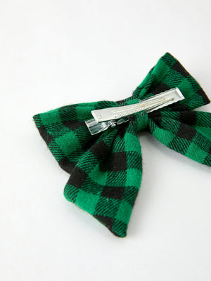 Winter Christmas Plaid Bow Hair Clip