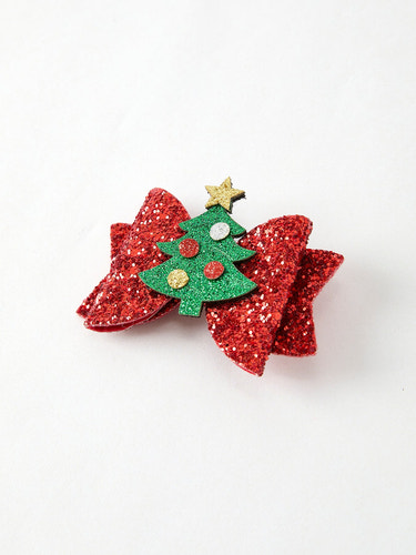 Winter Christmas Tree Sequin Bow Hair Clip