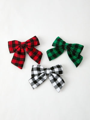 Winter Christmas Plaid Bow Hair Clip