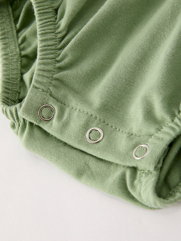 Fall Thanksgiving Chicken Smock Embroidered Green  Baby Girl Romper