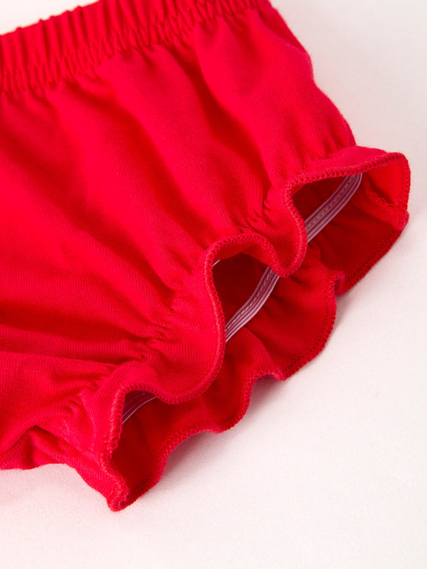 Christmas Plaid Smocking Embroidered Girls Bloomers Romper Set