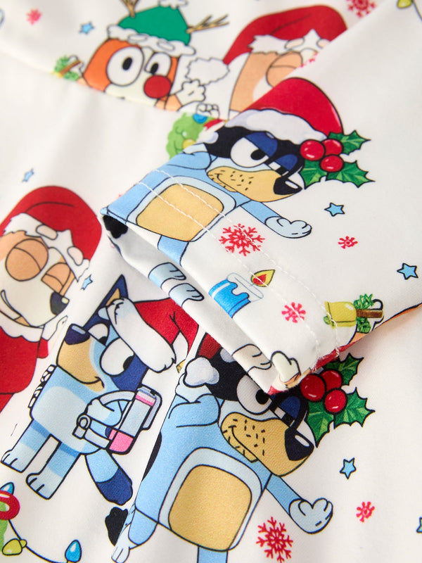 Winter Christmas Character Party Print Girls Dress