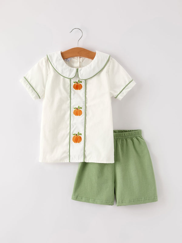 Thanksgiving & Halloween Pumpkin Applique Boy's Set